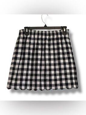 J.CREW Black and White Gingham Scallop Hem Skirt